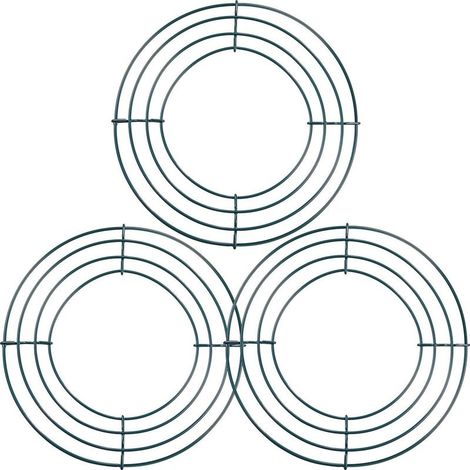 Lot de 3 anneaux pour couronne en fil, cadres pour couronnes en fil, pour la décoration du Nouvel An et de la Saint-Valentin, vert foncé (3 pièces, 20 cm) (1/4)