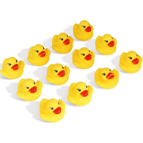 Schwimmende Gummienten, Bade- und Duschspielzeug für Babys und Kinder, Mini-Enten in Gelb (12 Stück) (1/5)