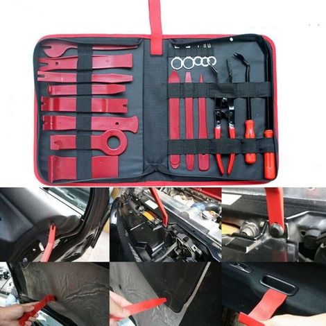 KIT 18PZ LEVE PER SMONTAGGIO COMPONENTI IN PLASTICA CARROZZERIA PANNELLI AUTO (1/2)