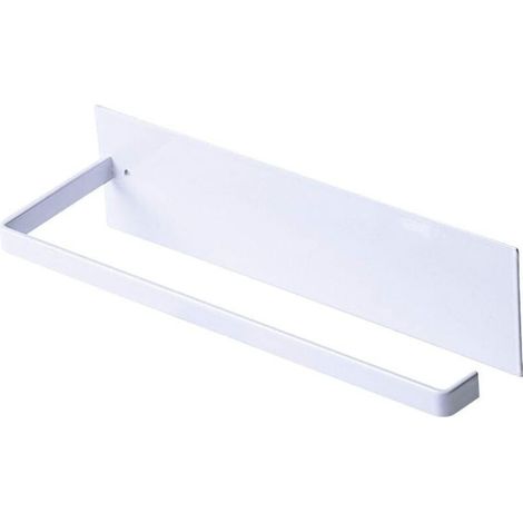 Porte Essuie-Tout, Porte-Papier Cuisine Mural, Supports pour Papier Essuie Tout sans Perage, Porte-Rouleau Cuisine en Métal, Dérouleur Sopalin Auto-Adhésif Cuisine, 25cm - Blanc (1/5)