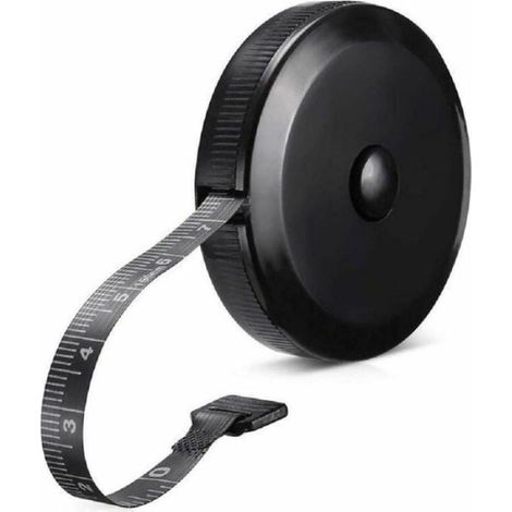 (Noir)Mètre ruban souple Mesure rétractable pour le tissu du corps Couture Tailleur Tissu Tricot Artisanat Mesures de perte de (1/4)