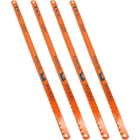 4 lames pour scie à métaux, 300 mm, 24 TPI, universelles, hautes performances, en acier allié, pour bois, métal, plastique (orange) (1/5)
