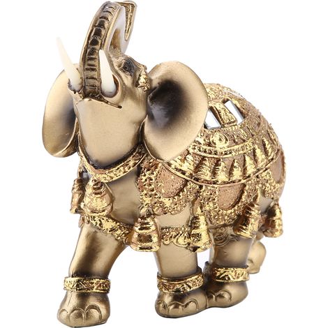 Statue d'Éléphant Doré Feng Shui Porte-Bonheur, Décoration d'Intérieur Cadeau Prospérité (Grand Modèle) (1/5)