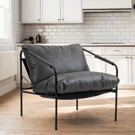 Chaise de salle à manger en pelle PU Metallo 75 x 74,5 x 77 cm (1/5)