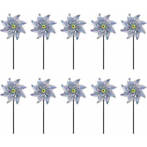 Moulin à Vent Réfléchissant, 10 Pièces Anti-Oiseaux Moulin À Vent Réfléchissant, Moulin a Vent Jardin Exterieur, Répulsif à Oiseaux pour Protéger Le Jardin/Verger/Cour Intérieure
