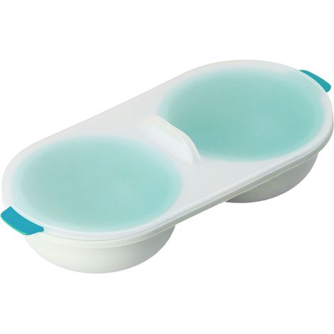 Cuiseur à œufs micro-ondes PP alimentaire panier égouttoir amovible pour œufs bouillis bleu (1/5)