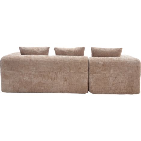 Canapé d'angle modulable 3 places en tissu, avec méridienne, coussins amovibles et poche latérale, sans installation, khaki  CHICFURN (1/5)