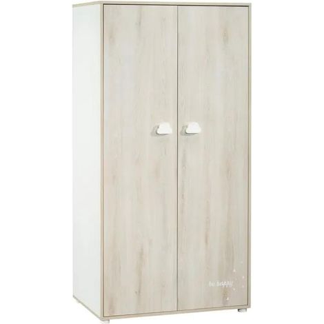 Sauthon Smile Baby-Kleiderschrank weiß, aschfarbenes Buchenholz