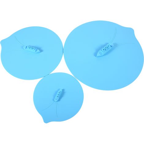 Lot de 3 couvercles en silicone bleu pour casseroles, tasses et mugs, design bateau à vapeur, accessoires de cuisine originaux et réutilisables. (1/5)