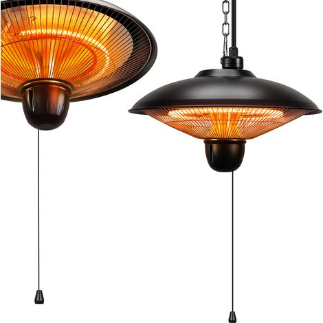 TolleTour Chauffage radiant plafond suspendu carbone 600/1200/1800W IP55 noir (1/5)