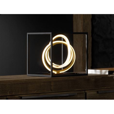 LED Tischleuchte GISI Schwarz Gold mit Touchdimmer, Höhe 25cm (1/5)