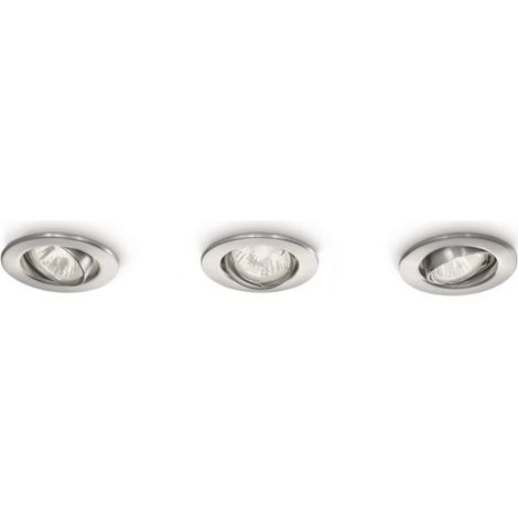 Virgo Virgo - Set 3 spot incasso tondi orientabili acciaio spazzolato diam. 6,6 cm