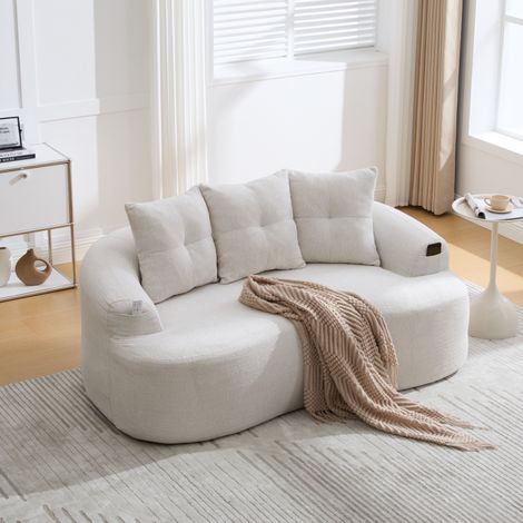 2-Sitzer-Sofa 164x92x60 cm Beige Chenille mit tiefem Sitz und Taschenfederkern (1/5)
