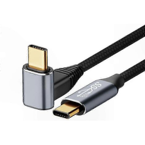 Câble de données USB-C vers USB-C, compatible avec la charge rapide 100 W, coude à angle droit à 90 degrés, câble de transfert de données durable de 10 Gbit/s, longueur 2 mètres. (1/5)