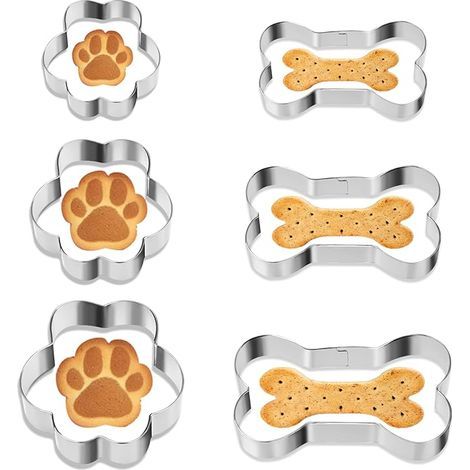 CCYKXA 6 Pcs Dog Bone Cookie Cutters 3 Different Sizes Stainless Steel for Homemade Treats