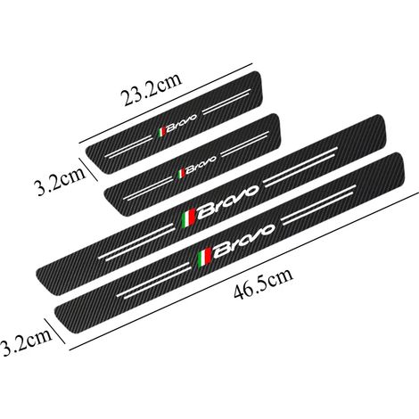 (4 pièces Bravo) Autocollants de seuil de porte en fibre de carbone pour BMW 500,500L,Punto Tipo,Panda,Bravo,Abarth 595 et autres accessoires automobiles (1/3)