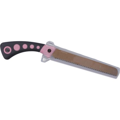 Scie à main rose anti-dérapante, lame unilatérale incurvée, coupe fine pour petits morceaux de bois (1/5)