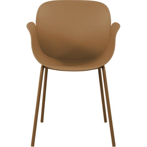 Lot de 4 fauteuils de table intérieur et extérieur en plastique et métal - Caramel - ACAPULCO