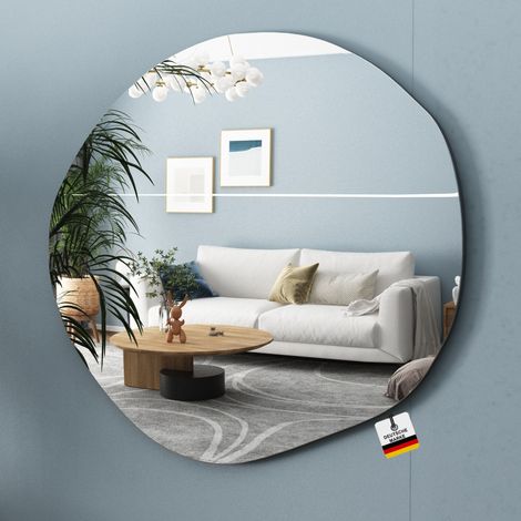 Albatros Designerspiegel Asymmetrisch 60 x 45 cm Wandspiegel oder Türspiegel, Moderne organische Form  Spiegel Rund und Groß Asymmetrischer Spiegel unförmig und Rahmenlos, Größe:66cm x 63cm (1/5)