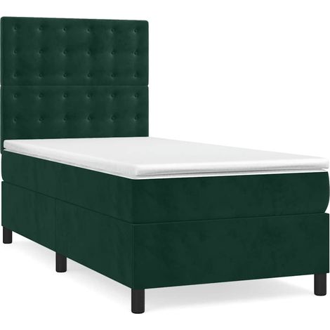 Maison Exclusive - Giroletto a Molle con Materasso Verde Scuro 100x200 cm Velluto (1/5)