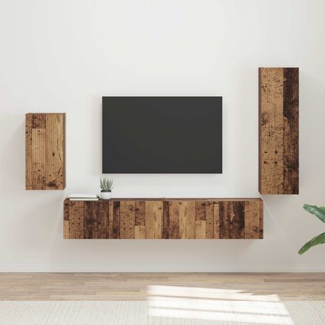 TV-Schrankset Wandmontiert 4 pcs Altholz Holzwerkstoff