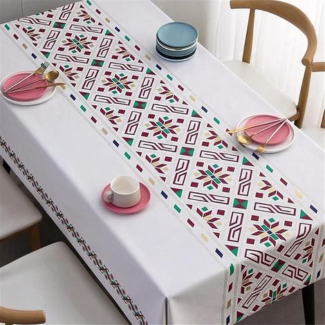 CCYKXA Rectangular PVC Tablecloth Waterproof Stain Resistant Easy Care Modern Vinyl Tablecloths Decor, for Dining Table Picnic Party Garden (Regular Shape,140x180cm) (1/3)