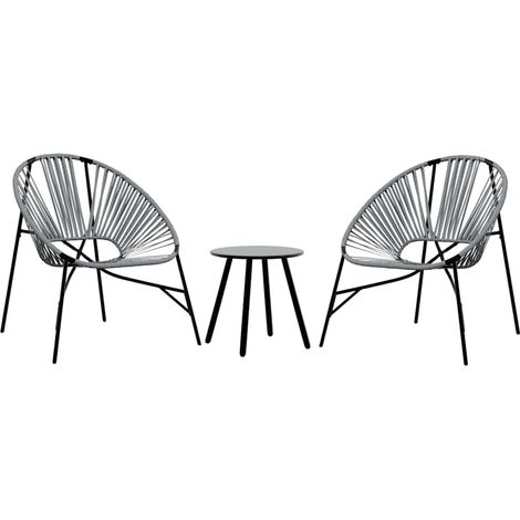 Maison Exclusive - Set di Sedie da Giardino 3pz in Polyrattan Nero e Grigio Chiaro