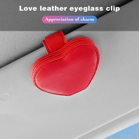 Sonnenbrillenhalterung fürs Auto, universelle Sonnenbrillenhalterung aus Leder fürs Auto, universelle Sonnenbrillenhalterung für LKW/PKW für Damen und Herren (Rot) (1/3)