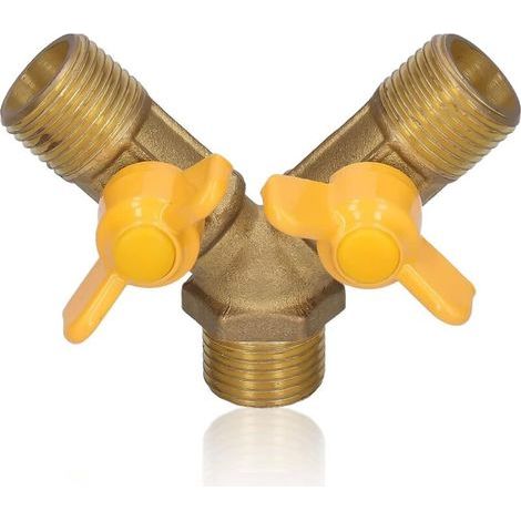 Vanne à 3 Voies G 1/2 Raccord Y Laiton, Vanne de Contrôle pour Gaz avec Robinet Diviseur (1/5)