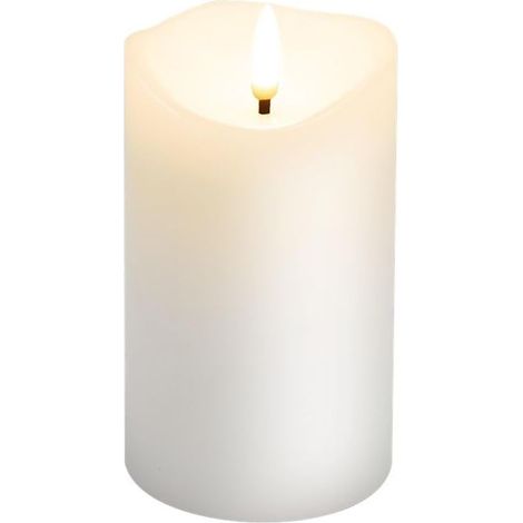 Bougie LED en cire véritable blanche 7,5x12,5 cm Fonction minuterie, alimenté par batterie, blanc chaud, pour décorations élégantes et éclairage sûr
