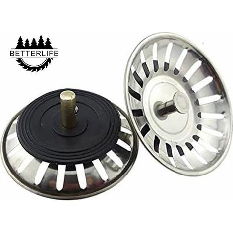 2PCS Bonde à panier universelle 8 cm Filtre à Évier de Cuisine en Acier Inoxydable Filtre Bouchon d'Évier à Double Couche Égouttoir Dévier pour Cuisine et Salle de Bain (1/5)
