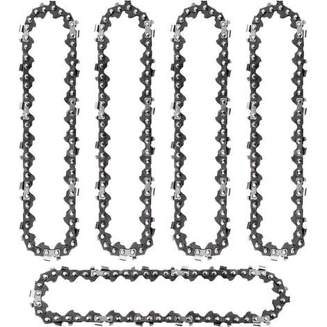 Set of 5 mini chainsaw chains for 6-inch chainsaw blades, 37 drive links for 2.5-inch LP pitch chainsaws for cordless mini handheld chainsaws, steel blade (1/4)