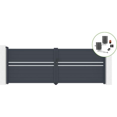 Portón abatible 4m CIMONE H.140cm aluminio + motorización BUNKER B500 (1/5)