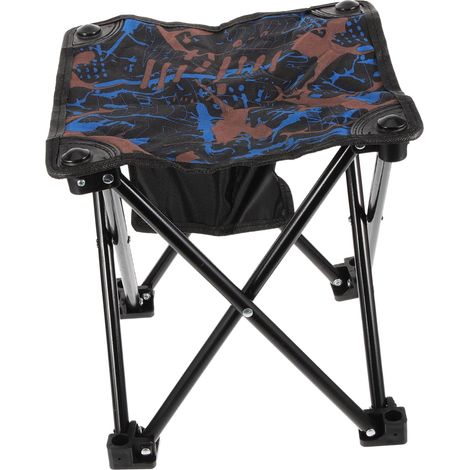 Tabouret Pliant de Pêche Portable Bleu en Fer et Toile Oxford (1/4)