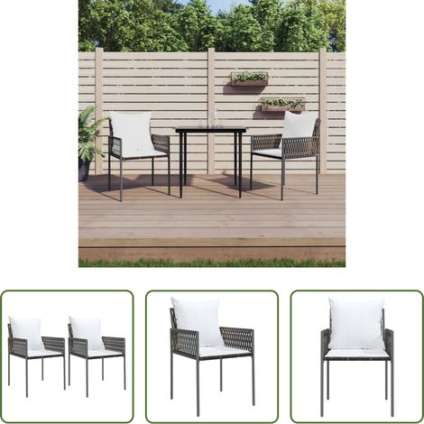 Chaise de jardin marron -  Chaises de jardin et coussins lot de 2 marron 54x61x83 cm rotin (1/5)