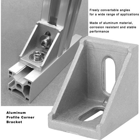 20 équerres d'angle en aluminium à 2 trous, type L, pour profilés en aluminium 3030 (1/5)