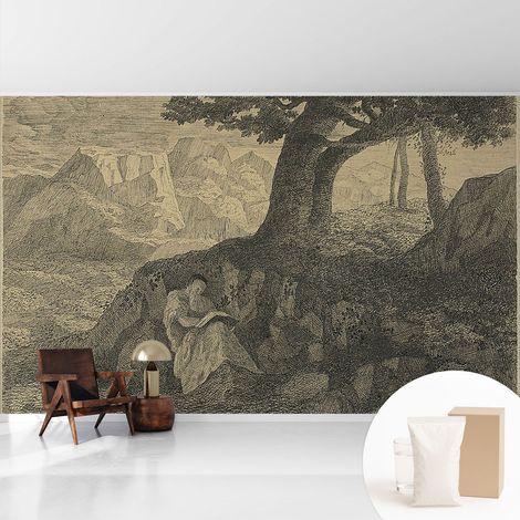 Tapete Vliestapete mit Kleber - abwaschbar - Arbeitszimmer - Esszimmer- Top Qualität Lesende Person 416x254 cm (1/5)