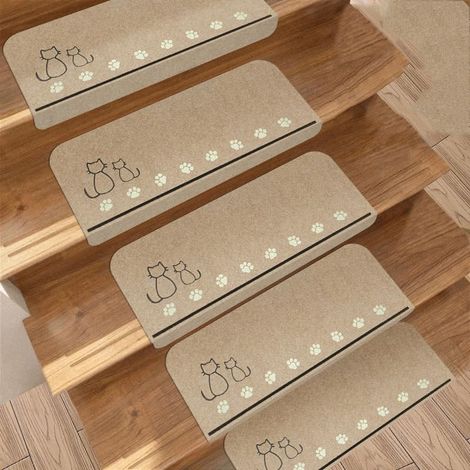 Set di 4 tappetini antiscivolo per scale/gradini - beige (1/4)