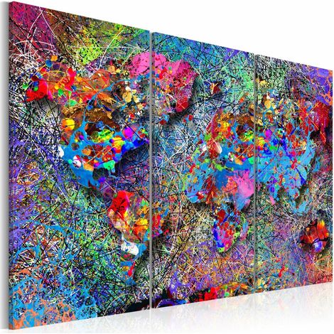 Tableau tourbillon coloré de carte du monde - 120 x 80 cm (1/4)