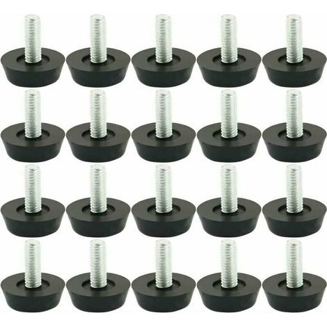 20pcs Pieds de Nivellement Meuble Réglable Pied Réglable Patin de Meuble Jambe Pied de Table Chaise Base Protection Plancher Vis Glisse 18mm x M6 x 20mm (1/4)