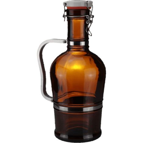 Biersiphon 2L, Braun - Glaskaraffe für Selbstgebrautes Bier - Stilvolle Präsentation & Einfaches Abfüllen