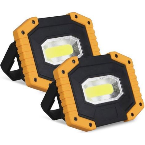 Projecteur LED Rechargeable 30W 2000 LM Lumière de Travail avec 4X Batterie 3 Modes Lanterne Portable Projecteur LED USB(2 pack) (1/4)