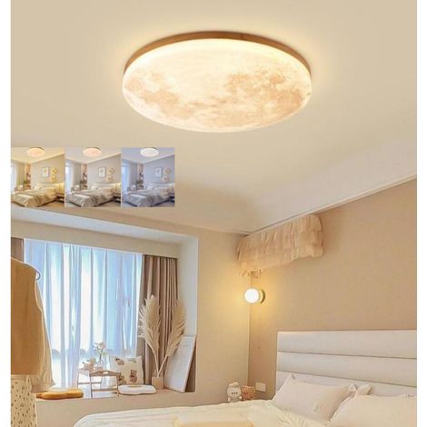 Plafonnier LED, éclairage d'ambiance, style moderne, idéal pour un salon ou une chambre (38 cm, lumière tricolore)