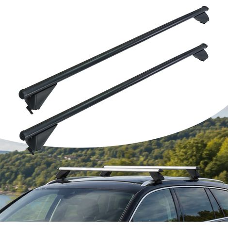 Relaxdays roof bars, closed roof rails, 124 cm, span 105 cm, crossbars, 180 kg, aluminium, black