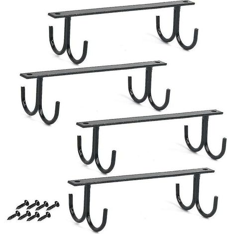 6 Pack Mug Holder Rustic Under Cabinet Mug Organizer Rack Cup Shelf With 12 Hanging Hooks For Mugs Coffee Cups Beer Glass And Kitchen Utensils Disp