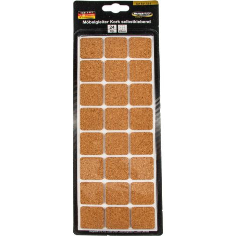 MASTERPROOF PROFESSIONAL Möbelgleiter 28 x 28 mm, Kork, selbstklebend 24 Stück (1/3)