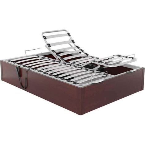 Canapé pliant articulé avec moteur Ankara hauteur 34 cm Wengue - 160x200cm (2 de 80x200)