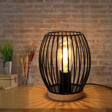 Lampe de Bureau Rétro, Noir Lampe de Chevet pour Ampoule E27 (1/5)