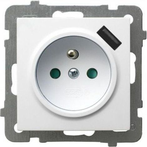 Ospel Enchufe eléctrico moderno plateado con puerto USB integrado