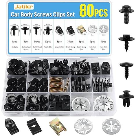 U Clips de Fixation Voiture, Kit de Vis de Carrosserie Voiture et U-Clips Fixation Métalliques, Vis de Tôle Carrosserie Soubassement, Rivet Plastique Vis pour Réparer les Pare Boues (1/5)